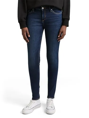 Damen Skinny-fit-Jeans TOM TAILOR DENIM, Gr. 27, Länge 32 - Modische Skinny-fit-Jeans für Damen in Used Dark Stone Blue Denim. Mit atmungsaktiver, elastischer Baumwollmischung und Five-Pocket Style, ideal für entspannte Tage oder den Alltag.
