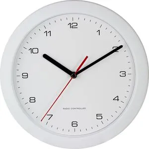 Eurotime Wanduhr 53850-00, Kunststoff, analog, Funkuhr, Ø 25 cm, weiß