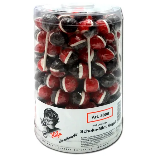  Küfa Schoko-Mint Kugel Lutscher, Lolli, Lolly 100 Stück 12,20€/1kg