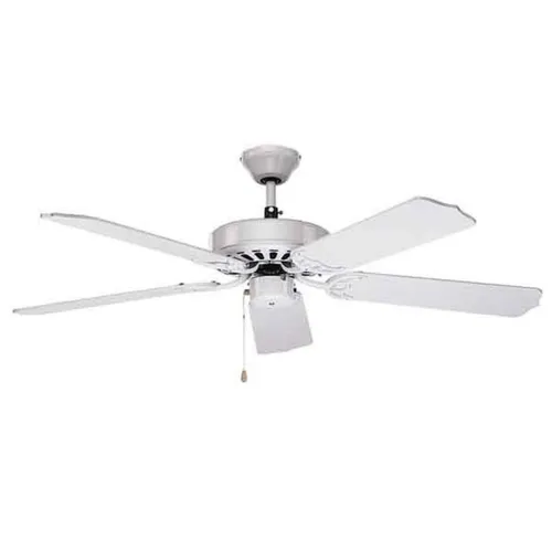 Casafan Deckenventilator Royal 132 WE, 132cm - Eleganter Deckenventilator in Weiß mit 5 Holzflügeln, ideal für große Räume. Mit nachrüstbarer Beleuchtung und 3-stufigem Zugschalter für individuellen Komfort.