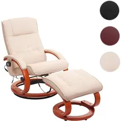 Massage-Fernsehsessel Pescatori II - Relaxsessel mit Massagefunktion in Weiß-Creme - Eleganter Sessel mit 360° Drehung und individueller Massagefunktion für entspannte Stunden. Hochwertiges PU-Kunstleder sorgt für angenehmes Hautgefühl und Komfort.