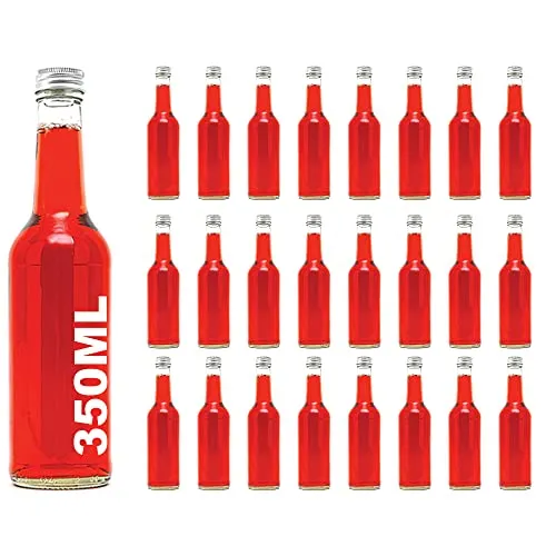 casavetro 24 Leere Glasflaschen 350 ml BOR kleine Flaschen Saftflaschen Likörflaschen Weinflasche Flaschen mit Schraubverschluss 0,35 Liter l (24 x 350ml, weiß)