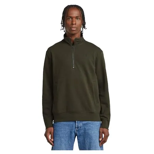 G-Star Nifous Half Zip Sweatshirt für Herren - Grün (M) - Sweatshirt aus 58% Bio-Baumwolle und 42% recyceltem Polyester, nachhaltig und bequem. Mit Stehkragen, Kängurutasche und urbanem Stil ideal für umweltbewusste Mode.