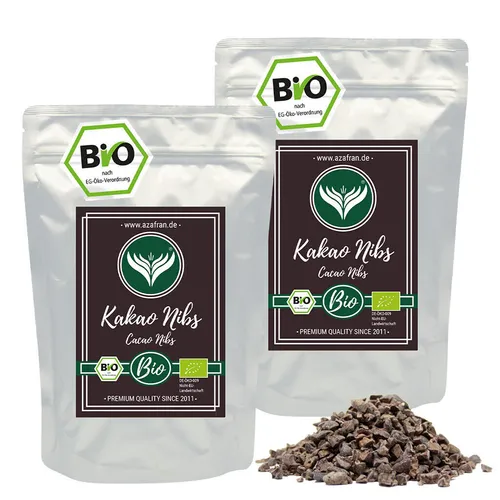 BIO Kakaonibs roh bzw. Kakao ganz 1kg / 1000g von Azafran