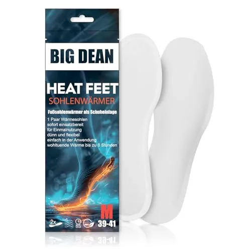 BigDean 5 Paar Fußwärmer – Sohlenwärmer für Schuhgröße 39-41 8h Wärme