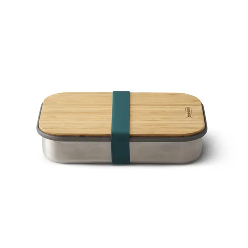 BLACK + BLUM Edelstahl Sandwichbox | Ozean | 900 ml - Bento Box aus hochwertigem Edelstahl mit antibakteriellem Bambusdeckel, der auch als Schneidebrett dient. Ideal für den sicheren Transport von Lebensmitteln und 100% kunststofffrei.