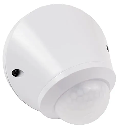 McShine - IR Bewegungsmelder Außen IP65 | LX-2736 | LED geeignet, 360° 8m Reichweite, Dämmerungs Empfindlichkeit: 3-2.000 Lux einstellbar, 94x72mm, weiß