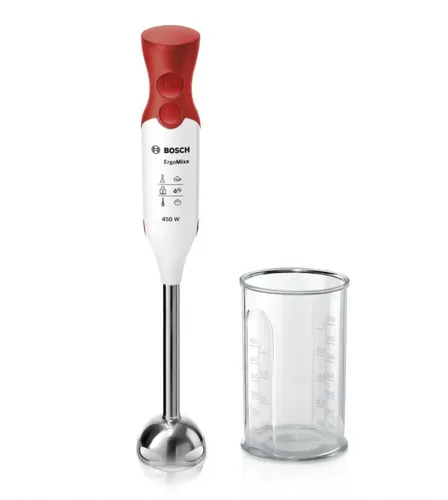 Bosch Stabmixer Express ErgoMixx MSM64110 - Mixer mit ergonomischem Design, großer Turbotaste und spülmaschinengeeignetem Edelstahl-Mixfuß, ideal für schnelle und einfache Zubereitung von Speisen.