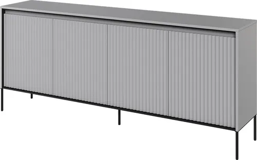 Kommode TREND TR-04 Grau – Stilvolles Design - Geräumige Kommode TREND TR-04 in Grau mit einzigartigen geriffelten Fronten und inkludierter LED-Beleuchtung. Ideal für Ordnung und Stil in Ihrem Wohnzimmer.