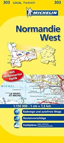 Michelin Normandie West: Straßen- und Tourismuskarte (MICHELIN Localkarten, Band 303)