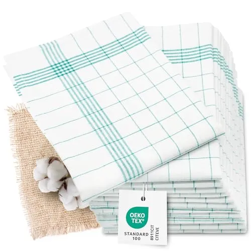 ZOLLNER 12er Set Geschirrtücher Halbleinen 60x80 cm in grün von Zollner