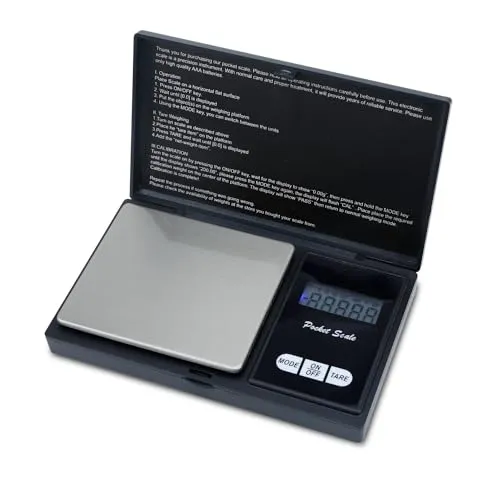 Intirilife Digitale Taschenwaage in SCHWARZ - 12.8x7.8x1.9cm - Wiegefläche 6.5x7.5cm - Präzise 500g x 0,01 g- Feinwaage, elektronische Taschenwaage, kleine tragbare Schmuckwaage,Münzwaage, Goldwaage