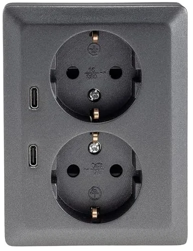 MILOS 2-fach USB-C Doppelsteckdose mit Schnellladefunktion - Erweitern Sie Ihre Steckdose auf zwei Anschlüsse mit integrierter Schnellladefunktion für Smartphones und Tablets. Ideal für Küche, Büro und mehr. Kompaktes Design für einfachen Unterputz-Einbau.