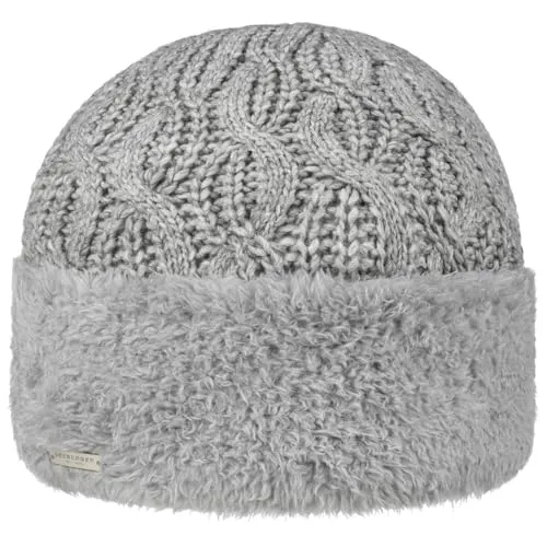 Seeberger Faux Fur Cuff Strickmütze Beanie Damenmütze Damen - mit Umschlag, Futter Herbst-Winter Winter - One Size grau