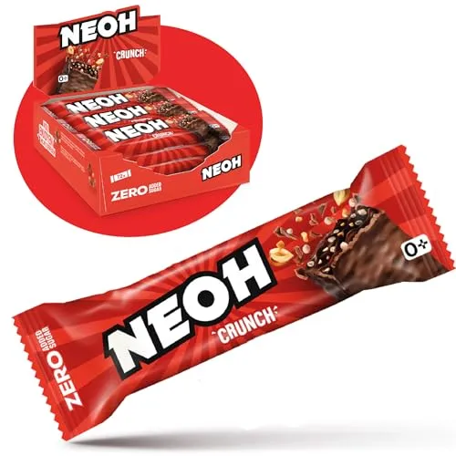 NEOH Low-Carb, veganer Erdnuss-Schokoladenriegel – Ohne zugesetzten Zucker, Voller knuspriger Erdnüsse und verführerisch guter Schokolade, 12x28g Packung