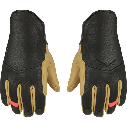 Salewa Damen Ortles Am Leather Handschuhe (Größe L, schwarz) - Fingerhandschuhe mit verstärktem Leder, Fleece-Innenfutter und Neoprenbund, ideal für höchste Ansprüche beim Bergsport.