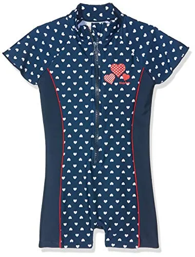 Playshoes UV-Schutz Einteiler Unisex Kinder Badeanzug Schwimmanzug Badebekleidung, Herzchen, 110/116