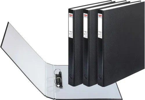Herlitz Präsentationsordner Ringbuch protect 2 Ringe 25mm A4 schwarz VE=3 Stück maX.file (8 Stück)