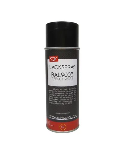 1x LACKSPRAY RAL 9005 TIEFSCHWARZ GLÄNZEND 400ml Acryllack SCHNELLTROCKNED