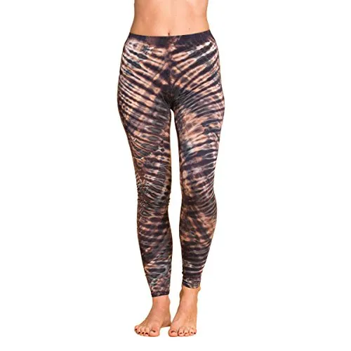 PANASIAM Leggings N004, brownlagoon, S - Hochwertige Leggings für Damen, handgefertigt in Thailand mit einzigartigem Zebra-Muster. Optimaler Tragekomfort durch 95% Viskose und 5% Elasthan – ideal für Yoga und Freizeit.