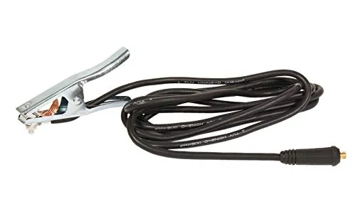 WELDINGER Massekabel 4 m 25 mm² Dorn 9 mm mit Erdklemme - Hochwertiges Massekabel 4 m lang mit 25 mm² Querschnitt und 9 mm Dorn. Ideal für WELDINGER Schweißgeräte, bietet zuverlässige Leistung bis 200 A und ist für den professionellen Einsatz geeignet.