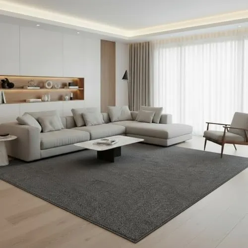 Fashion4Home Einfarbiger Teppich – Grau, 160x230 cm für Wohnzimmer, Kinderzimmer & Büro - Hochwertiger Kurzflor Teppich aus 100% Polypropylen, ideal für alle Räume. Langlebig, pflegeleicht und schadstoffgeprüft für ein modernes Wohnambiente.