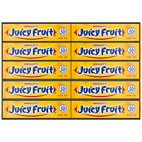 WRIGLEY'S JUICY FRUIT Kaugummi – 40 x 5 Stäbchen Großpackung - Kaugummi & Pfefferminzbonbons, fruchtig-süßer Geschmack für langanhaltenden Genuss, ideal für unterwegs.