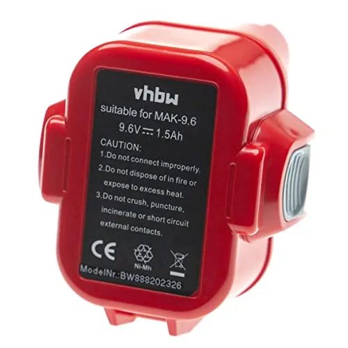 vhbw Akku kompatibel mit Makita 6207DWDE, 6226D, 6222DWE, 6226DWBE, 6226DW, 6222D, 6207D, 6222DE Werkzeug (1500 mAh, NiMH, 9,6 V)