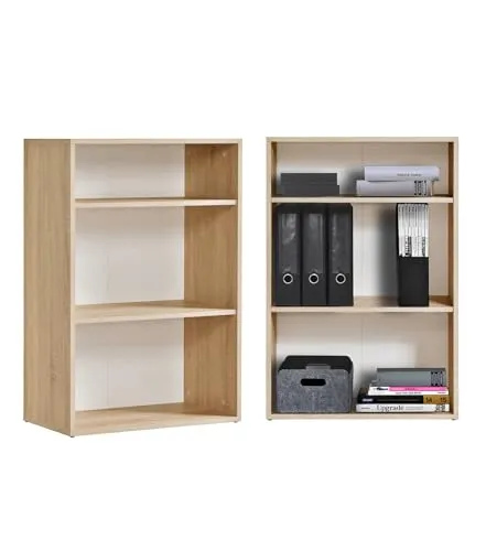 mokebo Bücherregal Der Bücherwurm 91cm - Stilvolles Aktenregal aus Sonoma Eiche - Bücherschrank mit 2 höhenverstellbaren Einlegeböden, pflegeleicht und nachhaltig, ideal für jedes Zuhause.