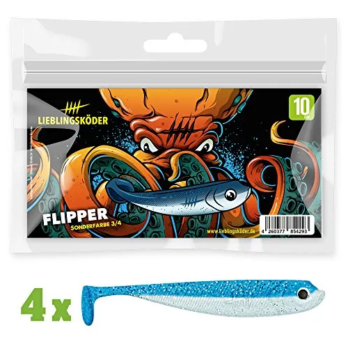 Lieblingsköder Gummifische zum Zanderangeln mit Gummifisch 10 cm, Farbe Lieblingsköder:Flipper 4