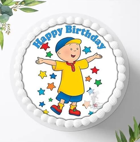Für den Geburtstag ein Tortenbild, Zuckerbild mit dem Motiv: Caillou, Essbares Foto für Torten, Fondant, Tortenaufleger Ø 20cm, 0635w