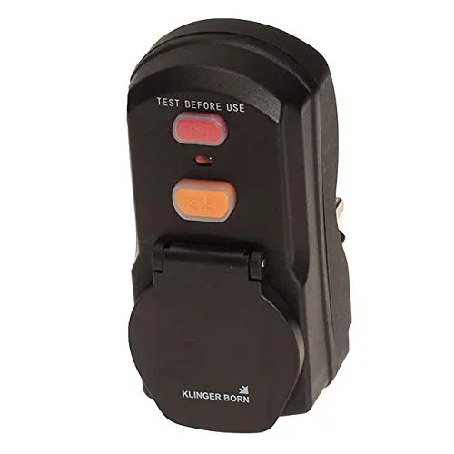 KlingerBorn | Ausführung Schweiz | PRCD Personenschutzschalter für Schweizer Netz 16A | Unterspannungsauslöser | 230V~16A | IP54 | 30mA | Schweizer Stecker und Steckdose | Schutz vor Elektrounfällen