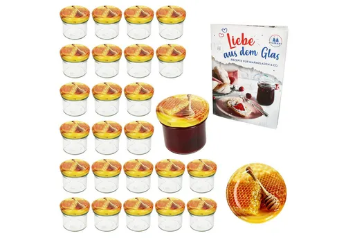 MamboCat Einmachglas 25er Set Sturzglas 125ml Einmachglas TO66 Honigwabe Deckel, Glas