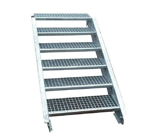 SRM Design Außentreppe 6 Stufen Stahltreppe Breite 70 cm Geschosshöhe 90 - 120cm inkl Zubehör