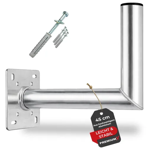 Premium X 45cm Aluminium SAT Wandhalterung - Halterungen für Satellitenschüsseln - Hochwertige, rostfreie Aluminiumkonstruktion für stabile und witterungsbeständige Montage Ihrer Sat-Anlage.