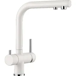 Blanco Fontas II Küchenarmatur, Hochdruck, silgranitweiß (523134) - Armaturen: Komfortable 3-in-1-Armatur mit separatem Auslass für gefiltertes Wasser, ideal für eine hygienische Küchenumgebung.