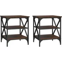 vidaXL Beistelltische 2er Set in Braun Eichen-Optik
