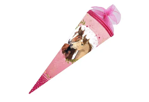 Nestler Schultüte Geschwister Schultüte 35cm rund Coppenrath Pferdefreunde 2 Tüll / Text