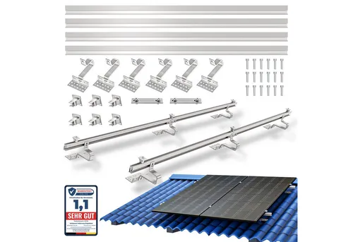 E.For.U Solarpanel Halterung für Ziegeldach - Hochwertige Halterung aus korrosionsbeständigem Aluminium für 2 Solarmodule (28-46mm). Einfache Montage und flexible Anpassung sorgen für zuverlässigen Halt und Langlebigkeit, ideal für jedes Wetter.