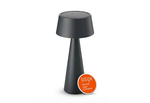SIGOR LED Tischleuchte Solino – Dimmbar & Akku-betrieben in grau von Sigor