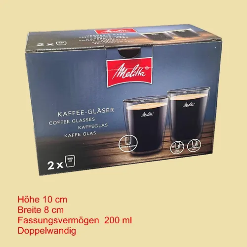 Melitta Kaffee-Gläser 2er Set - Borosilikatglas - Doppelwandig - 200 ml