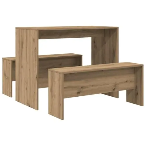 vidaXL Essgruppe 3-TLG. mit Esstisch und 2 Bänken