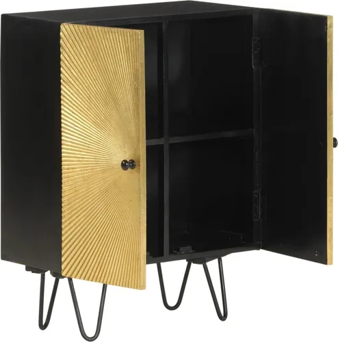 vidaXL Sideboard 55x30x75 cm aus massivem Mangoholz in gold von vidaXL