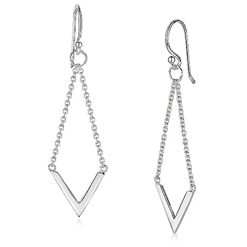 MATERIA Damen Dreieck Ohrringe aus 925 Silber - Elegante hängende Ohrringe aus Sterlingsilber, längenverstellbar und ideal für jeden Anlass. Geliefert in edlem Schmuck-Etui.