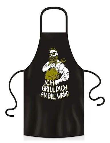 YORA Grillschürze für Männer Vatertagsgeschenk - Kochschürze lustig [inkl. Urkunde] - lustige Geschenke zum Vatertag - Geschenkideen Opa & Papa - Leute (An Wand grillen)