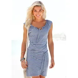 Venice Beach Jerseykleid mit Bindegürtel - Jerseykleider für den Sommer, sportliches Design mit blau-weißem Streifenprint, ideal für Strand und Freizeit.