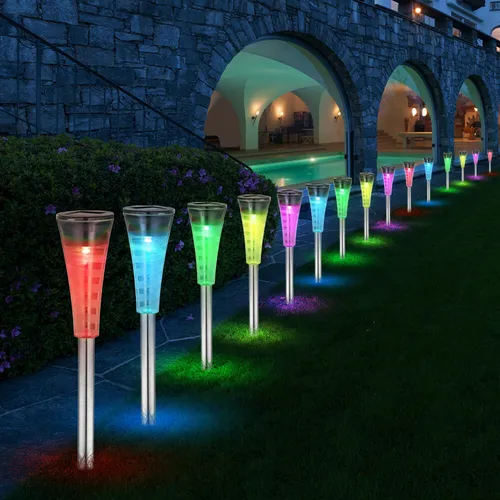 15er Set RGB LED Solar Stecklampen für den Garten
