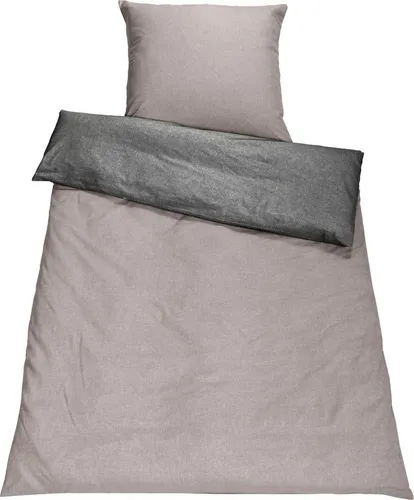 SETEX Wendebettwäsche Chambray, grau, 2-teilig - Bettwäsche-Set mit Wendefunktion aus hochwertigem Chambray, bestehend aus einem Bettbezug und einem Kissenbezug, pflegeleicht und OEKO-TEX® zertifiziert.