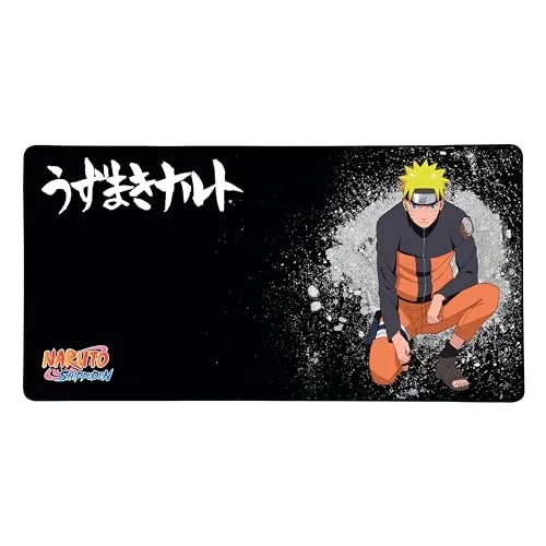 Konix Naruto Shippuden XXL Gaming-Mauspad 90 x 46 cm - rutschfeste Gummibasis - Naruto-Motiv - Schwarz