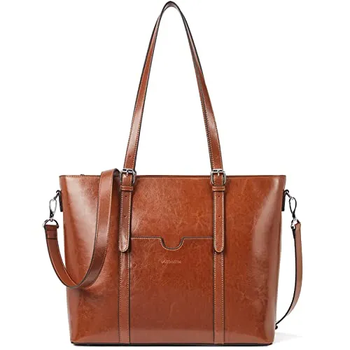 BOSTANTEN Damen Ledertaschen Shopper Schultertasche für 15,6 Zoll Laptops